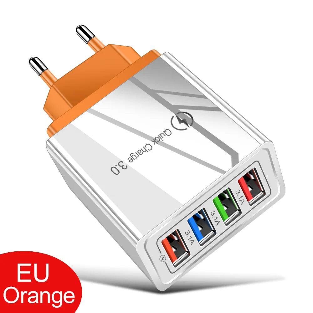 For iPhone 14 USB Charger Quick Charge 3.0 For Samsung Xiaomi mi Tablets Mobile Phone Charger Adapter EU/US Plug Fast Charging SuperFye EU Orange SuperFye