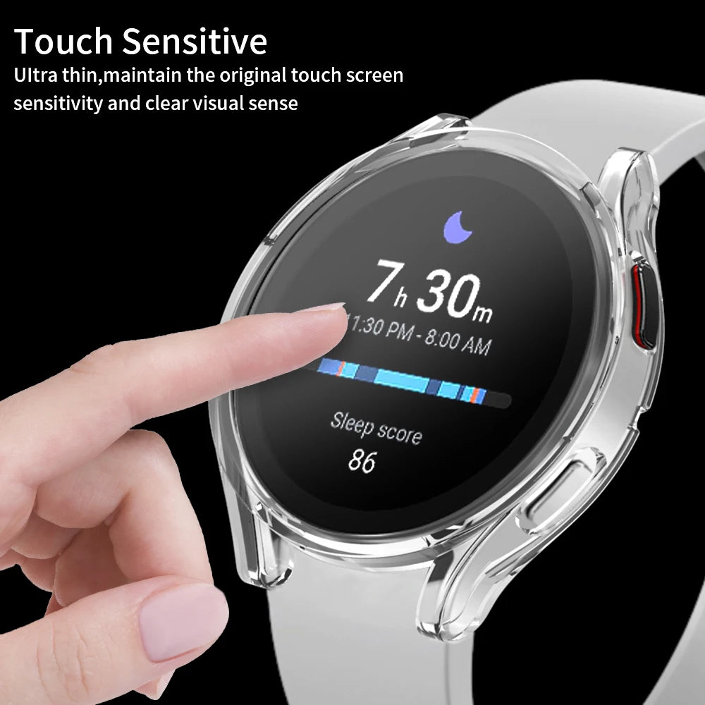 Watch Case for Samsung Galaxy Watch 4/5/6 40mm 44mm Screen Protector TPU All-Around Bumper Protective Cover for Watch 6 40mm44mm SuperFye Sliver / Galaxy Watch 4 44mm SuperFye