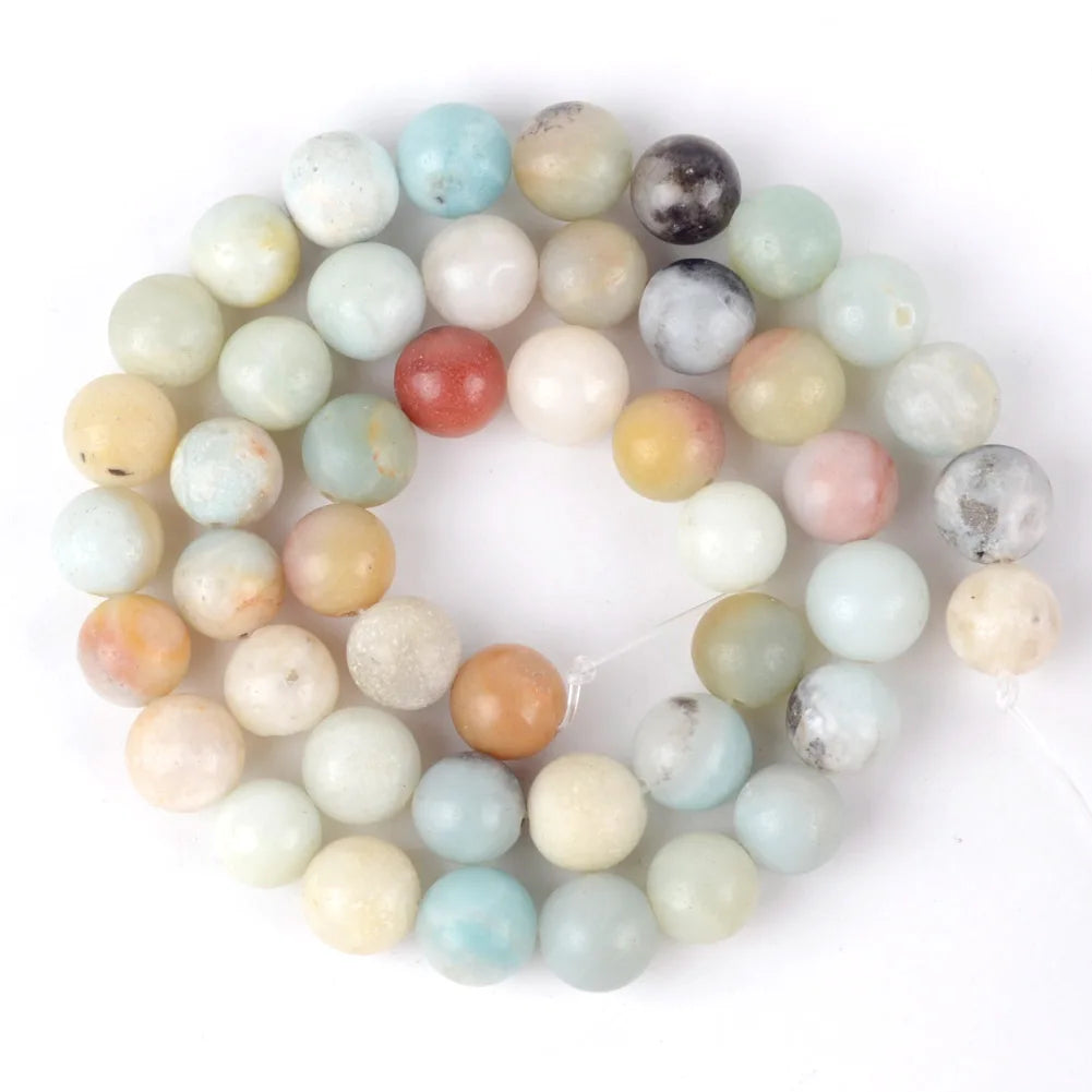 Natural Round Tiger Eye Amazonite Lava Turquoises Agates Jaspers Garnet Spacer Loose Stone Beads For Jewelry Making DIY Bracelet