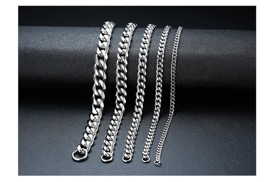 Vnox 3-11mm Chunky Miami Curb Chain Bracelet for Men, Stainless Steel Cuban Link Chain Wristband Classic Punk Heavy Male Jewelry SuperFye 3mm Silver / 18cm SuperFye