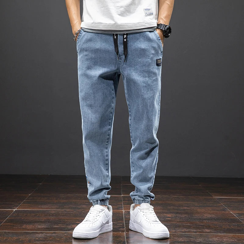 Spring Summer Black Blue Cargo Jeans Men Streetwear Denim Jogger Pants Men Baggy Harem Jean Trousers Plus Size