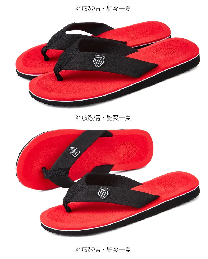 New Sandals Shoes Men Summer Men Flip Flops High Quality Beach Sandals Anti-slip Zapatos Hombre Casual Shoes Man Slippers SuperFye Red / 45 SuperFye