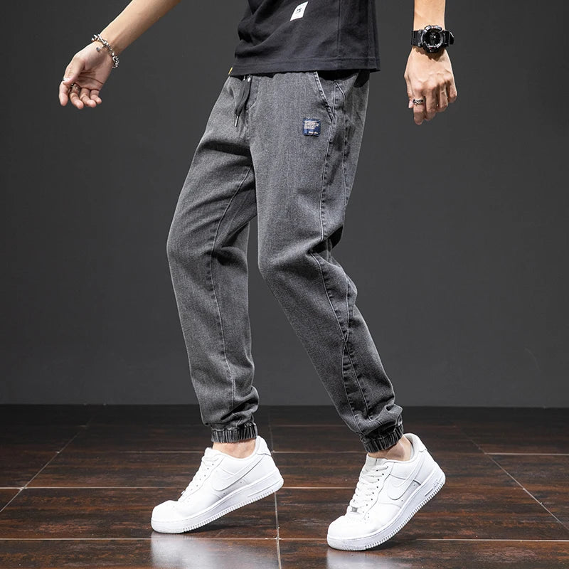 Spring Summer Black Blue Cargo Jeans Men Streetwear Denim Jogger Pants Men Baggy Harem Jean Trousers Plus Size