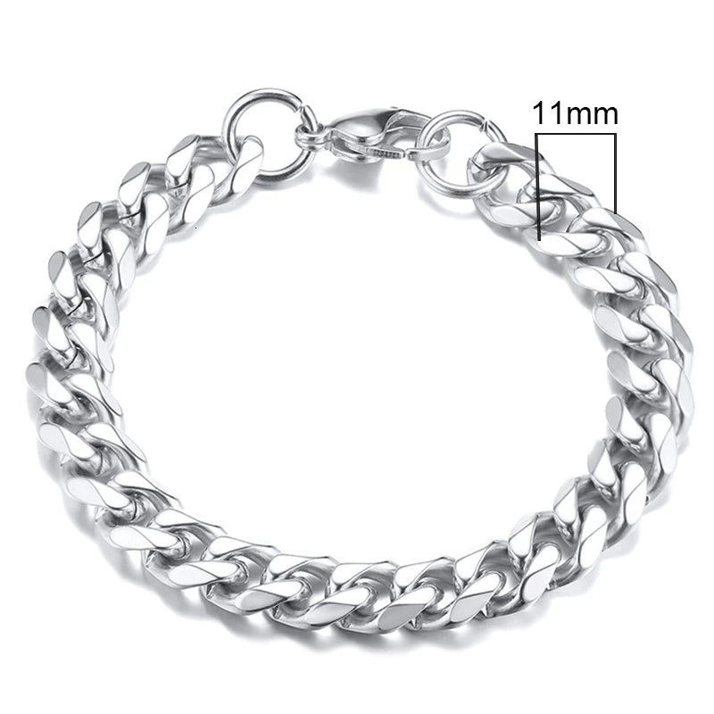 Vnox 3-11mm Chunky Miami Curb Chain Bracelet for Men, Stainless Steel Cuban Link Chain Wristband Classic Punk Heavy Male Jewelry