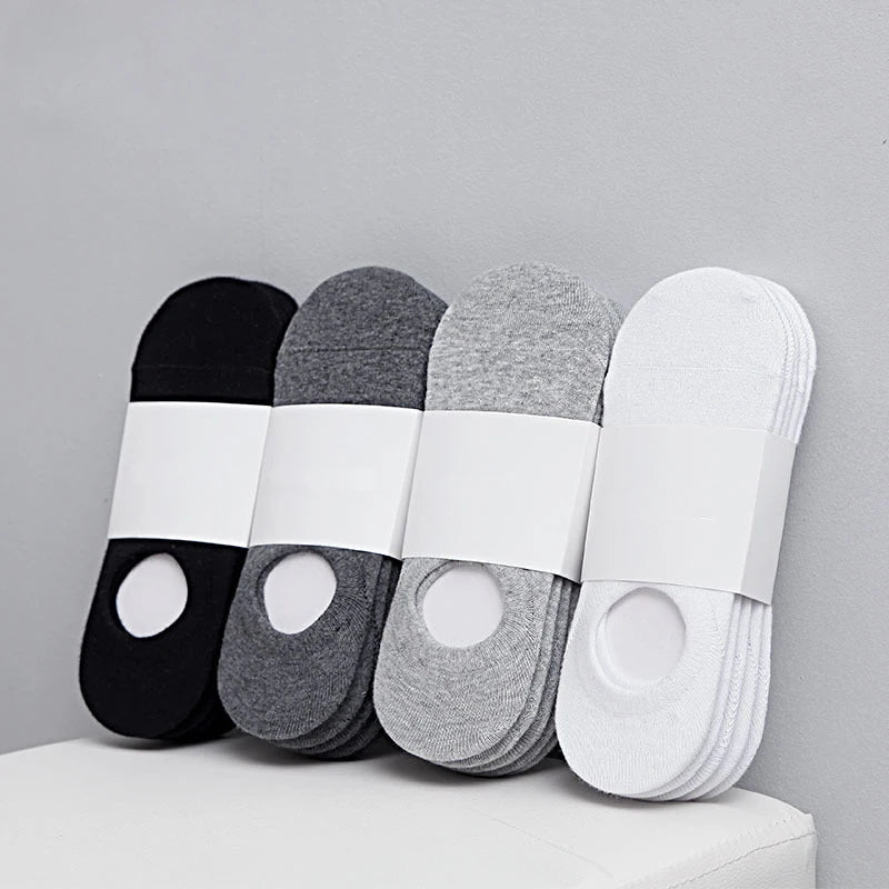 5Pair / Lot Fashion Happy Men Boat Soc Silicone Invisible Cotton Socks Male Ankle Sock Slippers Meia SuperFye Fivepairs SuperFye