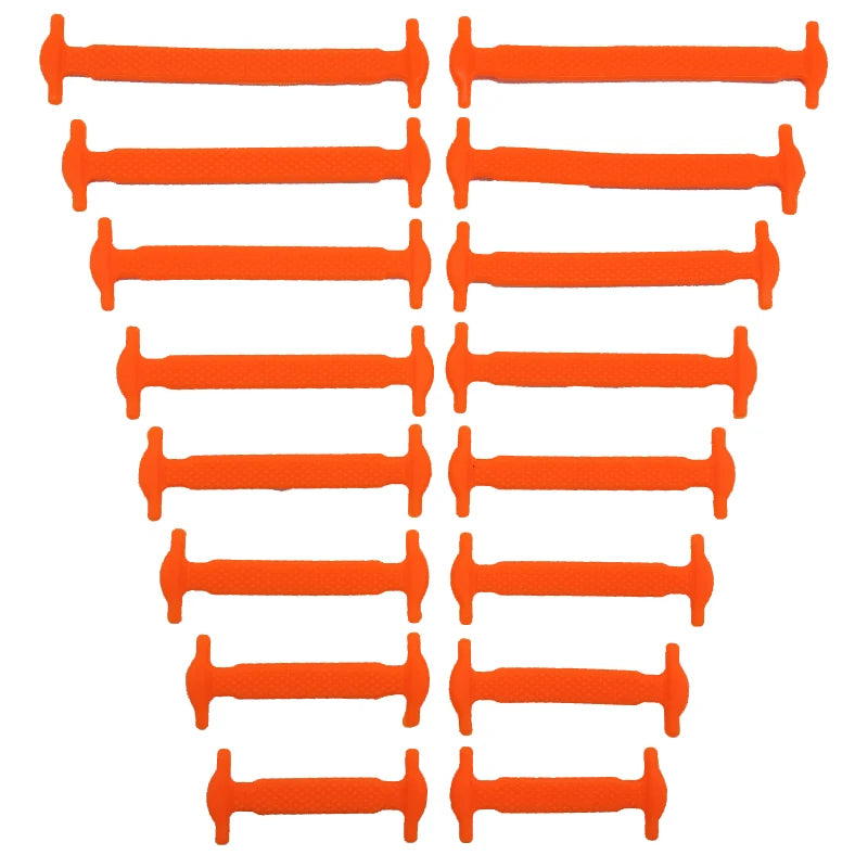 16pcs/lot Silicone Shoelaces No Tie Shoelaces 12 colors Elastic Lace Shoelace Creative Lazy Silicone Laces Rubber Lace SuperFye Orange / 120cm SuperFye