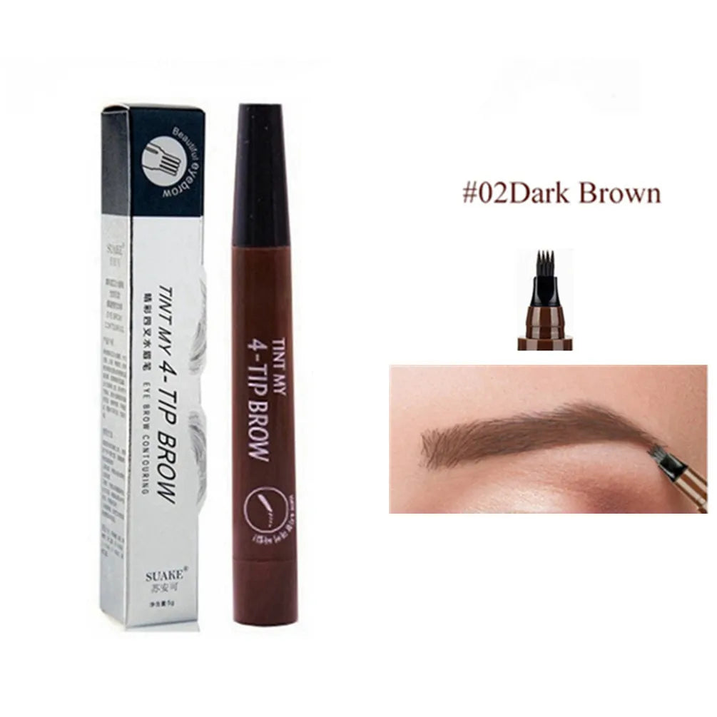 4D Microblading Eyebrow Pen 4 Forks Tip Eyebrow Tattoo Pencil Long Lasting Fine Sketch Liquid Eye Brow Make Up