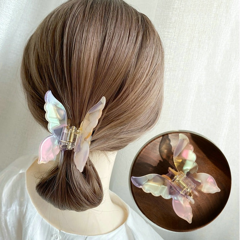 Acetate Resin Hair Claw Sweet Fairy Butterfly Hairpin Clip Gradient Tie-Dye Colored Hair Accessories Barrettes for Women Girls SuperFye 1 / CN SuperFye