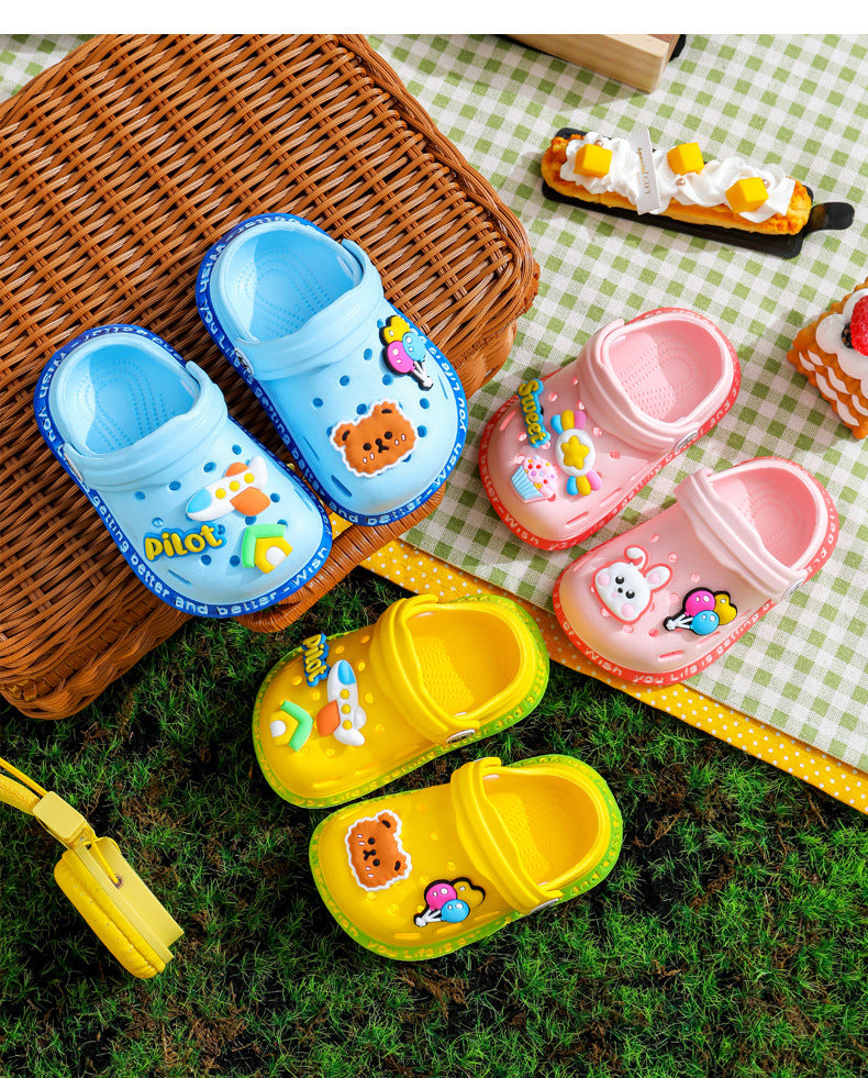 Summer Kids ShoesSandals Hole Children's Shoes Slippers Soft Anti-Skid Cartoon Design Hole Baby Shoes Sandy Beach For Boys Girls SuperFye style 7 / 24 (insole 15cm) SuperFye