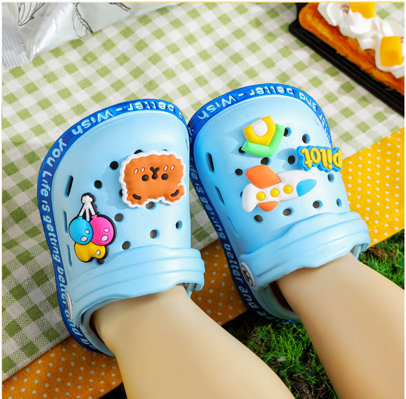 Summer Kids ShoesSandals Hole Children's Shoes Slippers Soft Anti-Skid Cartoon Design Hole Baby Shoes Sandy Beach For Boys Girls SuperFye style 7 / 24 (insole 15cm) SuperFye