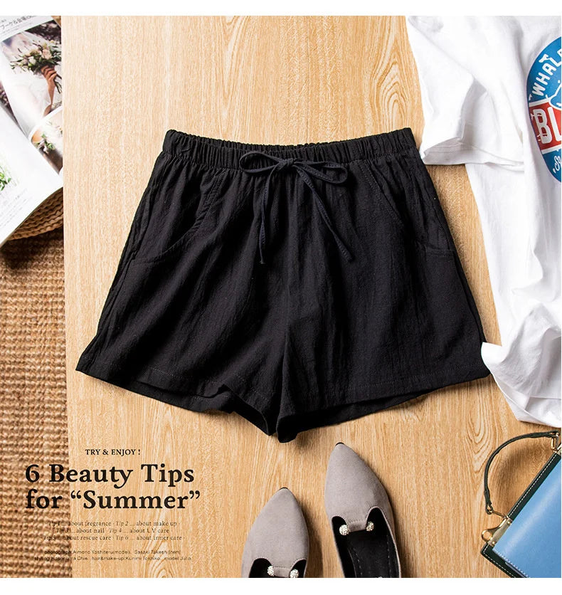 Casual Linen Shorts Women Gym Workout Shorts Cotton Short Pants High Waisted Black Ladies Short Femme Women Shorts Sport Femme SuperFye Khaki / L 60-70kg SuperFye