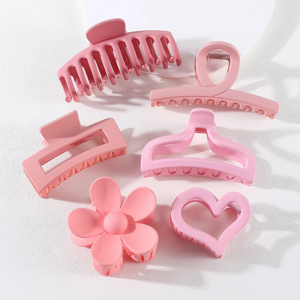 6Pcs Women Fashion Claw Clip Set Headwear Large Hair Claw Multiple Styles Korean For Girls Shark Clips Barrette Hair Accessories SuperFye pink set SuperFye