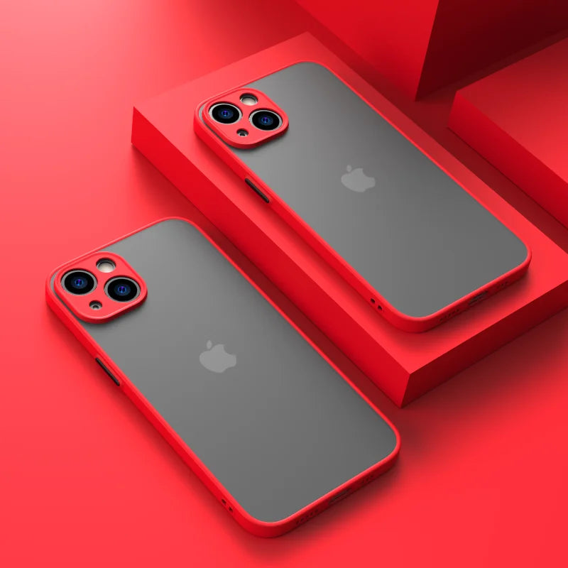 Matte Phone Case for IPhone 13 12 11 14 Pro Max Mini Luxury Soft Silicone Shockproof Case for IPhone X XS Max XR 15 7 8 Plus SE SuperFye For iPhone 13 / Red SuperFye