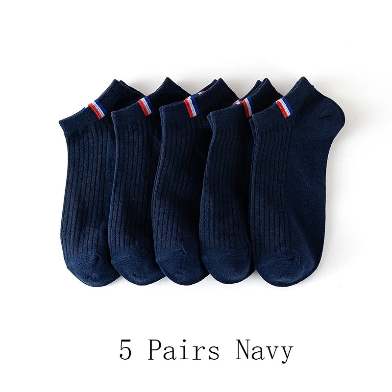 5/10/20 Pairs Of Thin Summer Blending Boat Socks Plain Color Mens Casual Socks Breathable Sweat Absorbing Calibration Socks SuperFye 5 Pairs Navy / ONE SIZE 38-43 SuperFye