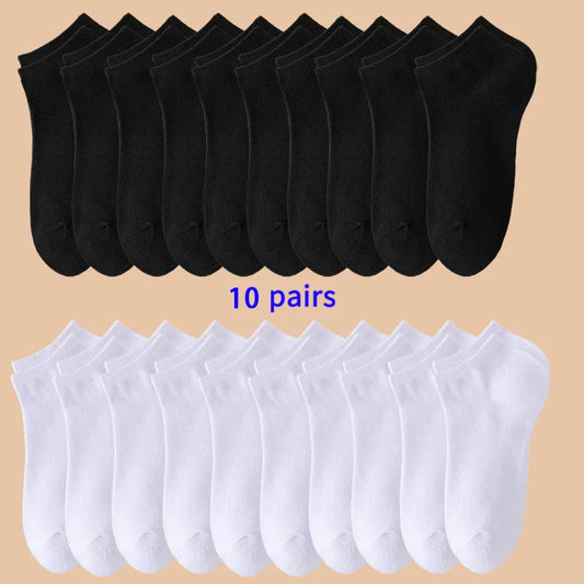 10 Pairs of Men's/women's Boat Socks, Plain Color, Anti Odor, Summer Ankle Socks, Casual and Breathable Low Waisted Socks SuperFye Multi color 10 pairs / One Size US (6-10) SuperFye