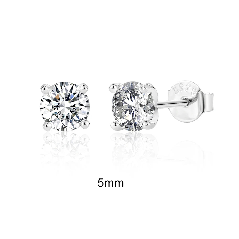 CANNER 0.5-1.2 Carat D Color Moissanite Ear Stud Earrings For Women 925 Sterling Silver Sparkling Piercing Earring Fine Jewelry SuperFye 0.5ct SuperFye