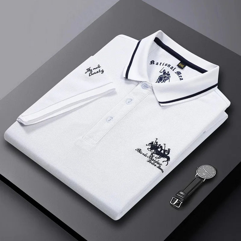 New Summer Korean  Embroidered Polo Shirt Men's Luxury Top Casual Lapel Short Sleeve T-shirt Fashion Anti-wrinkle Men T Shirt