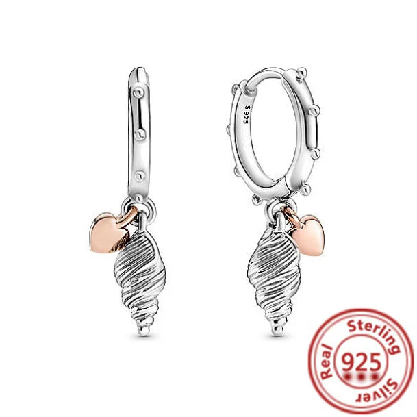 New 925 Sterling Silver Earring Feather Flowers Heart Pavé Infinite Shine Earrings Fit Original Brand Charms Jewelry Gifts Women