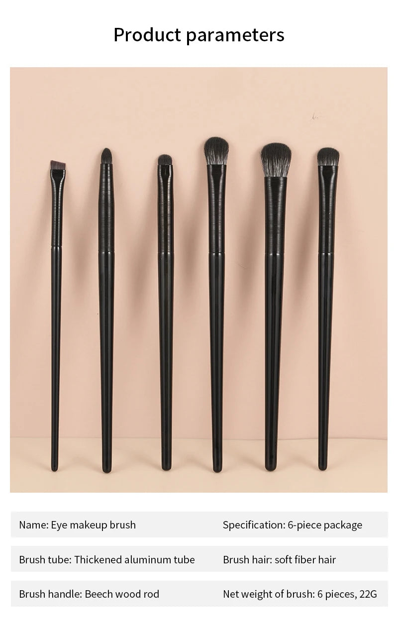 Natural Eye Makeup Brushes Set Eyeshadow Brush Eyebrow Contour Eyeliner Brush Women Eyes Cosmetic Blending Detail Make Up Tools SuperFye 6PCS / CHINA SuperFye