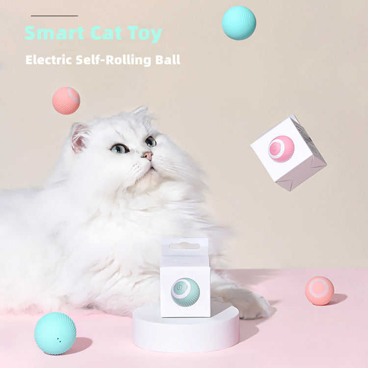 Electric Cat Ball Toys Automatic Rolling Smart Cat Toys Interactive for Cats Training Self-moving Kitten Toys for Indoor Playing SuperFye Smart Blue Ball SuperFye