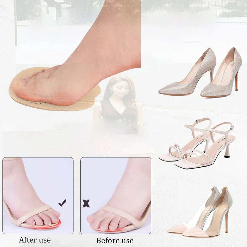 4pcs Sandals Anti-slip Stickers Leather Forefoot Pad Women High Heels Pain Relief Insert Insoles Toe Cushion Foot Care Shoes Pad SuperFye Apricot-Mixed-2pair SuperFye