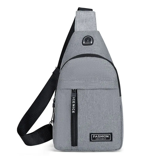 Chest Bag Fashion New Solid Color Men Chest Bag Outdoor Casual Fashion One Shoulder Crossbody Bag SuperFye grey SuperFye