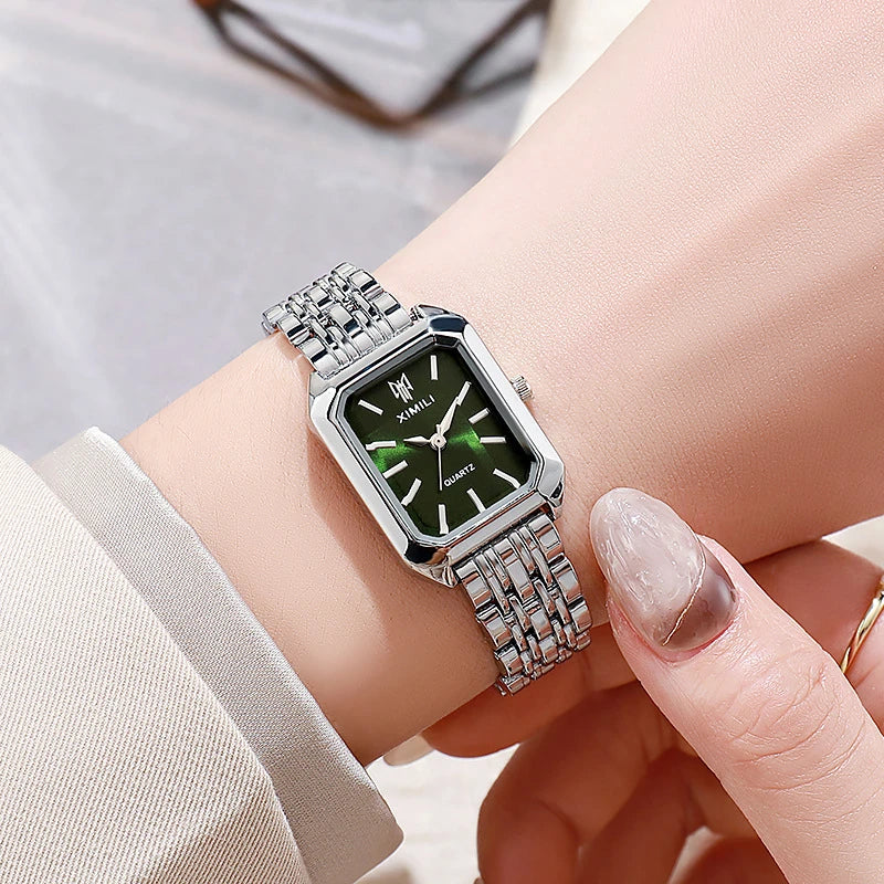 2025 Hot Brand Stainless Steel Strap Watch Women Luxury Gift Quartz Wristwatch Student Fashion Simple Square Quartz Watches SuperFye GDPK SuperFye