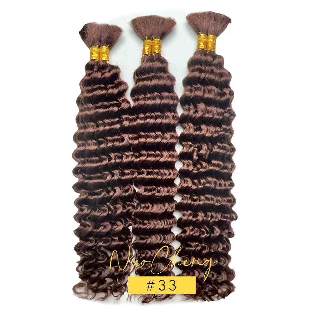 Bulk Human Hair Deep Wave For Braiding Deep Curly No Weft Brazilian Remy Hair Extensions 100 Grams Colored Grey/Ginger/Brown SuperFye 33 / 1Pcs/Lot / United States|20inches|100g SuperFye