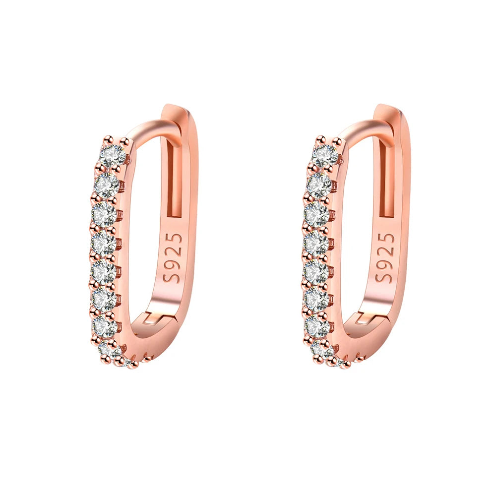 925 Sterling Silver Crystal Jewelry Fashion Zircon Circle Hoop Earrings For Woman New XY0179 SuperFye Rose Gold SuperFye