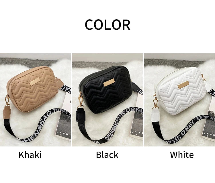 Wave Embroidery Square Bag Shoulder Strap With Printed Large Capacity Shoulder Crossbody Bag for Women SuperFye White SuperFye