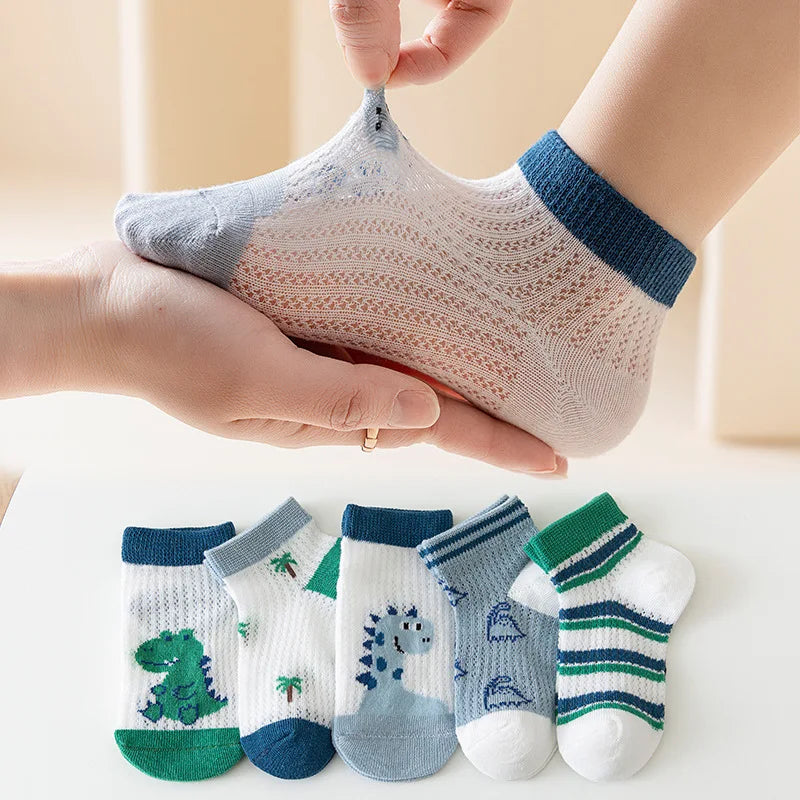 5 Pairs/Lot Children Socks Boy Girl Baby Fashion Cotton Solid Wild Soft Cozy Breathable For 1-12Y Summer Kids Casual Mesh Socks SuperFye F19902 / 9-12Years (XL) SuperFye