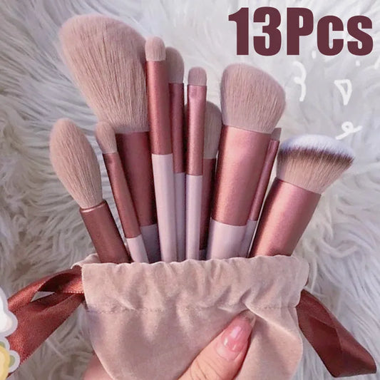 13 PCS Makeup Brushes Set Eye Shadow Foundation Women Cosmetic Brush Eyeshadow Blush Beauty Soft Make Up Tools Bag SuperFye 8pcs SuperFye