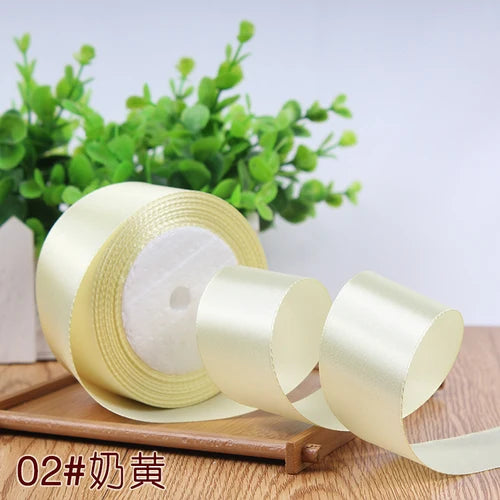 22meter/Roll 6mm 10mm 15mm 20mm 25mm 40mm 50mm Silk Satin Ribbons for Crafts Bow Handmade DIY Gift Wrap Party Wedding Decorative SuperFye yellow / 20mm SuperFye