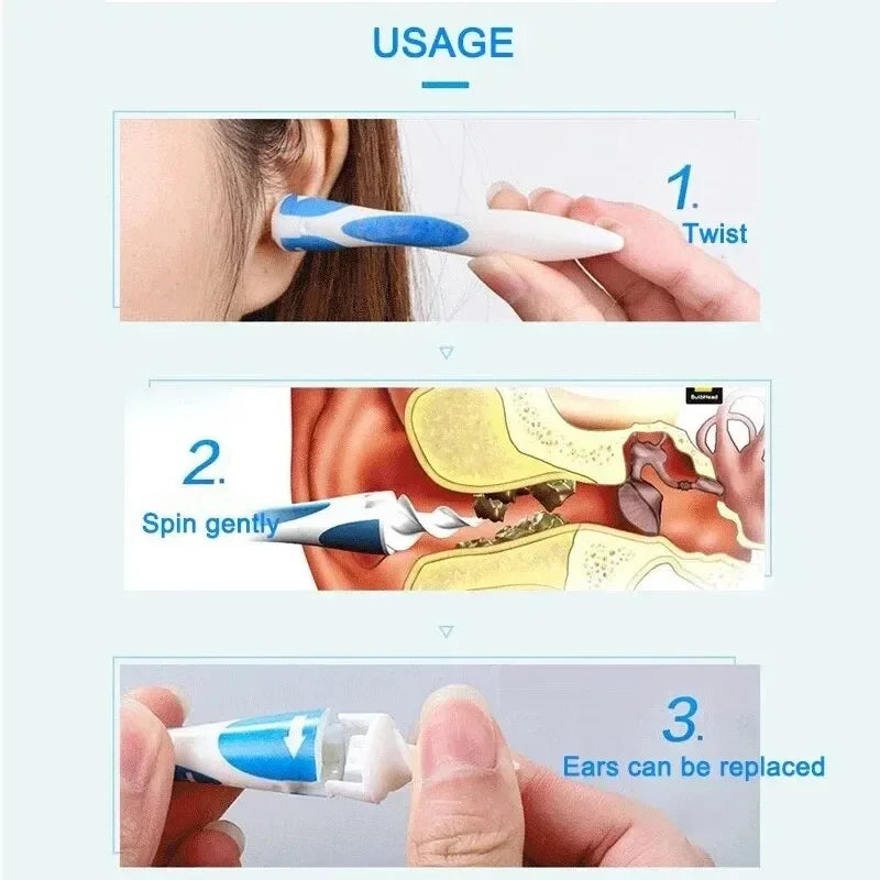 Ear Wax Remover Tool Ear Cleaner With Soft Silicone 16 Replacement Tips Simply To Grab Extract Earwax SuperFye Blue SuperFye