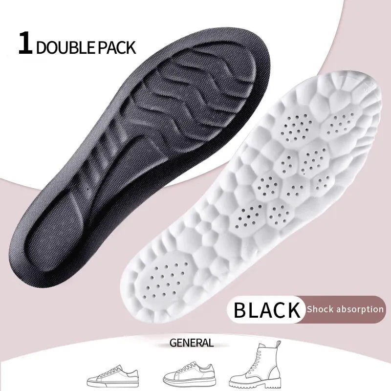 4D Orthopedic Sport Insoles Super Soft Breathable High-elasticity Shock Absorption Running Shoe Pad Anti-pain Deodorant Cushion SuperFye 6031 Black / EU43-44(270mm) SuperFye