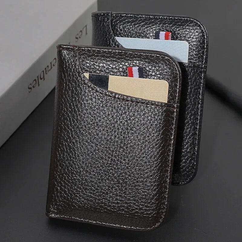 Portable Super Slim Soft Wallet for Men PU Leather Mini ID Credit Card Wallet Purse Card Holders Wallet Thin Small Short Wallets SuperFye Coffee SuperFye