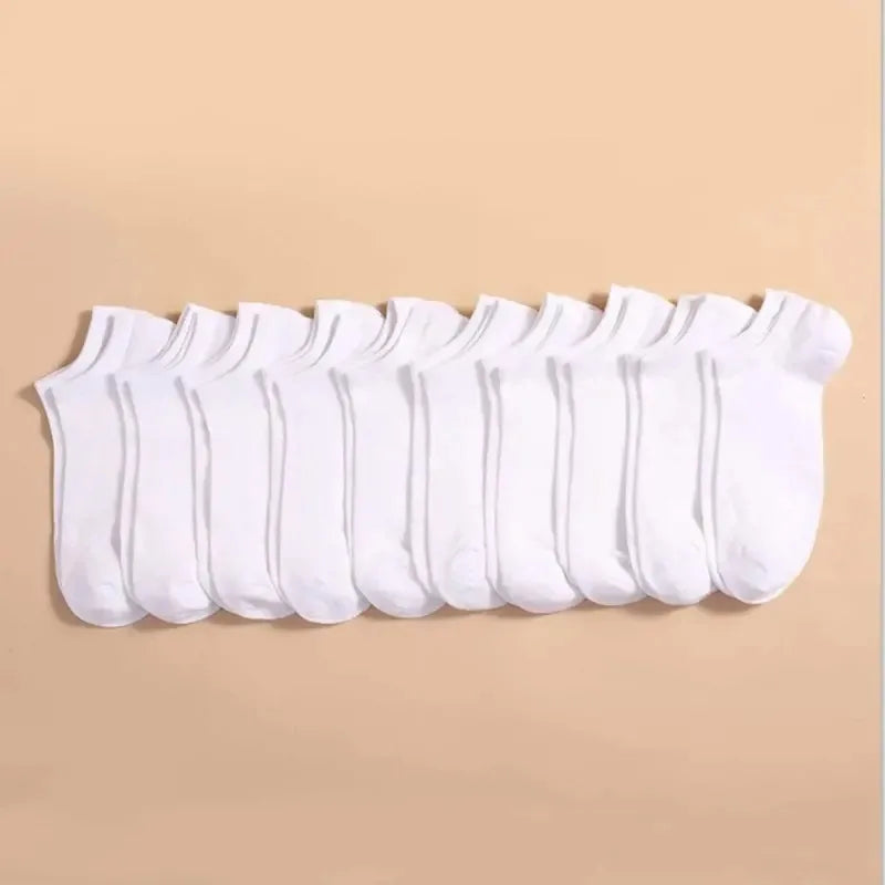 5/10/20/30 Pairs Women/Men Boat Socks Invisible Low Cut Silicone Summer No-show Ankle Socks Solid Color Casual Breathable SuperFye 10 Pairs white / One Size SuperFye