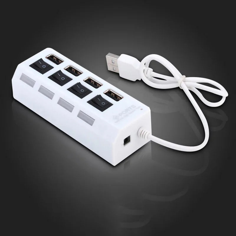 High Speed 4/7 Ports USB HUB 2.0 Adapter Expander Multi USB Splitter Multiple Extender with LED Lamp Switch for PC Laptop SuperFye 7 Ports Black SuperFye