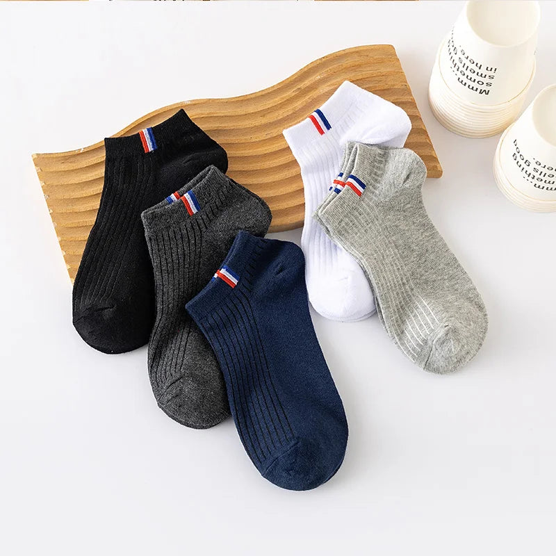 5/10/20 Pairs Of Thin Summer Blending Boat Socks Plain Color Mens Casual Socks Breathable Sweat Absorbing Calibration Socks SuperFye 5 Pairs Mixed Colors / ONE SIZE 38-43 SuperFye