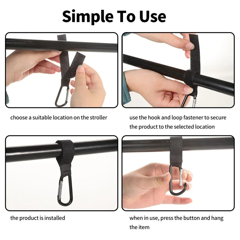 1-10pcs Stroller Hooks Buckles Clip Aluminum Alloy Carabiner Cart Organizer Diaper Bag Shopping Pram Hook Buckle Stroller Hanger SuperFye 5pcs SuperFye