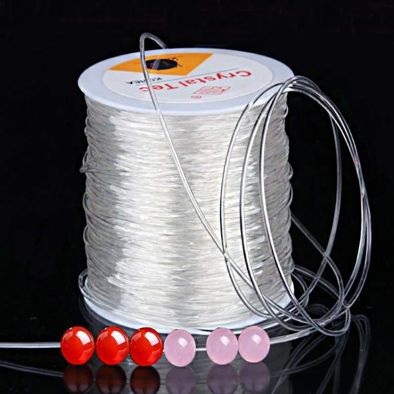 100m/Roll Elastic Crystal Jewelry Cord Beading String Strong Stretchy Thread Cords for DIY Necklace Bracelet Jewelry Making SuperFye 0.6mmX100m SuperFye