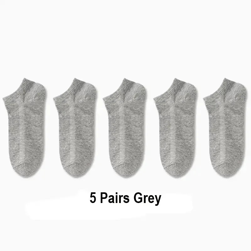 5/10 /20/30 Pairs Unisex Casual Plain Color Boat Socks Thin Breathable Comfy Anti Odor Sweat-absorbing Ankle Socks For Men Women SuperFye 5 Pairs Grey / One Size SuperFye