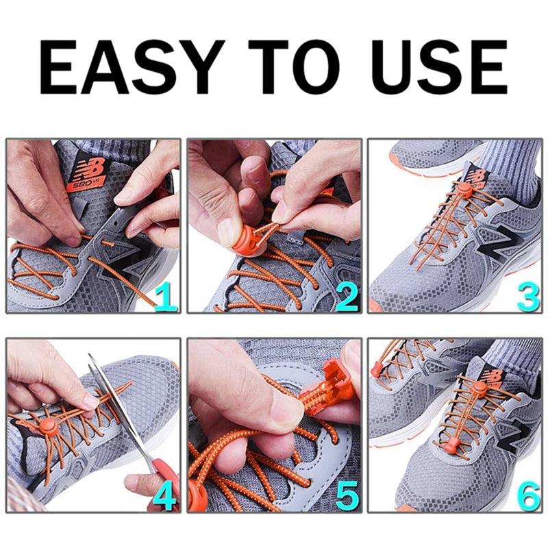 1Pair Shoelaces for Sneaker Elastic No Tie Shoe Laces Stretching Lock Lazy Laces Quick Rubber Shoelace Round Shoestrings SuperFye Brown SuperFye