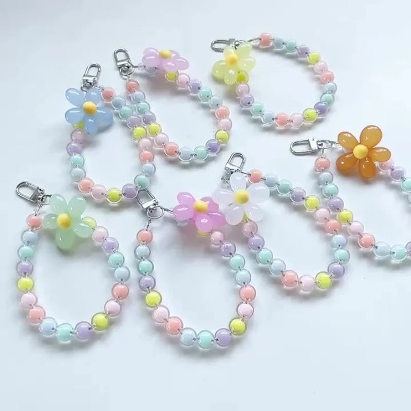 Phone Anti-lost Lanyard Key Short Wrist Pendant Colorful Macaron Round Bead Pendant Women's Hand-held Chain Mobile Phone Lanyard SuperFye 3 SuperFye