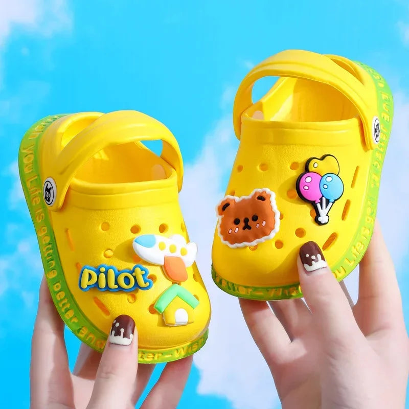 Summer Kids ShoesSandals Hole Children's Shoes Slippers Soft Anti-Skid Cartoon Design Hole Baby Shoes Sandy Beach For Boys Girls SuperFye style 2 / 18 (insole 12cm) SuperFye