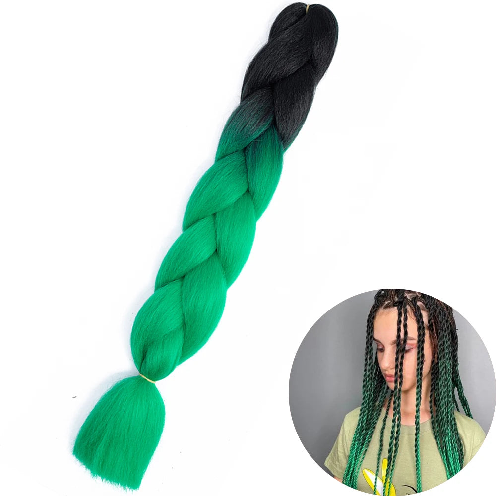 24" Synthetic Yaki Braids Hair kanekalon Ombre Braiding Hair Jumbo Braid Hair Extension For Women Hundreds of colors DIY Hair