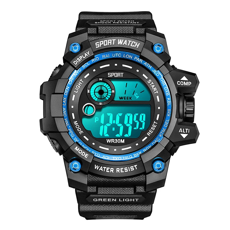 New Men LED Digital Watches Luminous Fashion Sport Waterproof Watches For Man Date Army Military Clock Relogio Masculino SuperFye Blue SuperFye