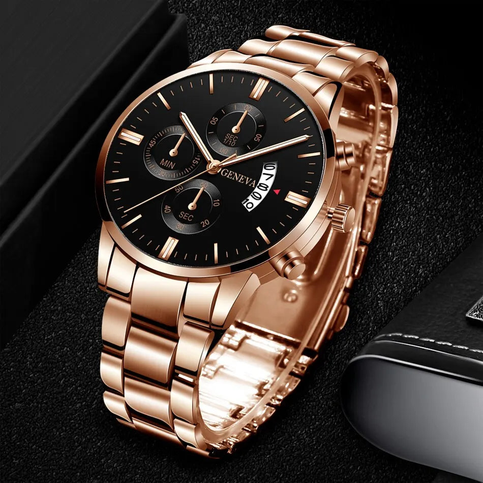 Fashion Men Stainless Steel Watch Luxury Calendar Quartz Wrist Watch Mens Business Watches for Man Clock Montre Homme SuperFye C SuperFye