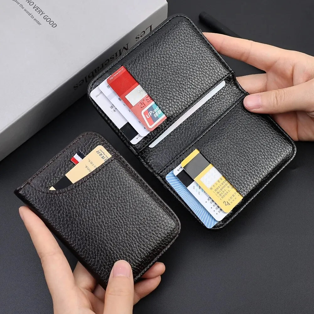 Portable Super Slim Soft Wallet for Men PU Leather Mini ID Credit Card Wallet Purse Card Holders Wallet Thin Small Short Wallets SuperFye Coffee SuperFye