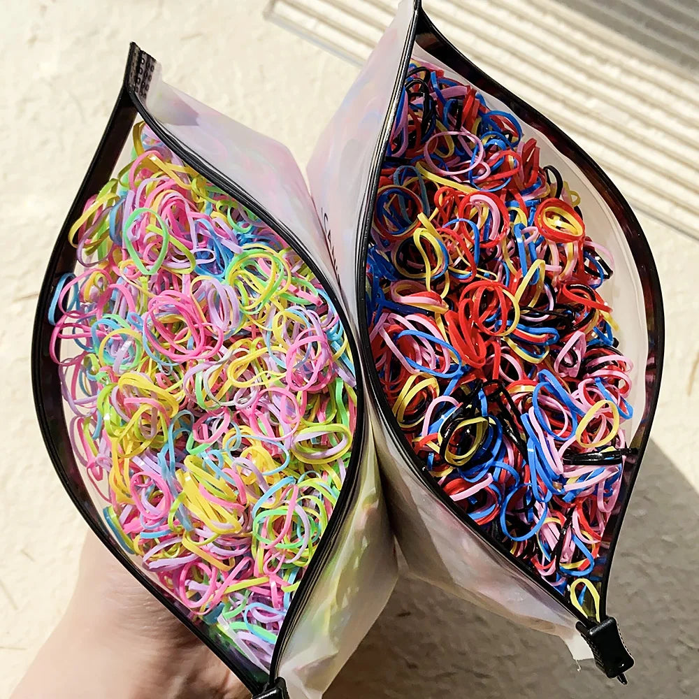 500/1000/2000pcs Girls Colourful Disposable Rubber Band Hair Ties Headband Children Ponytail Holder Bands Kids Hair Accessories SuperFye 1 / 500pcs SuperFye